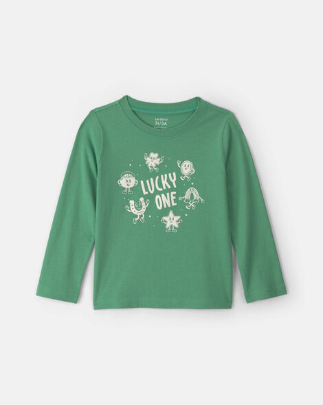 toddler 'lucky one' st patrick's day long-sleeve graphic tee - green