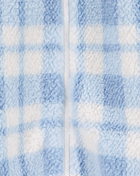  Product image 2 of Baby Plaid Hooded Fuzzy Jumpsuit