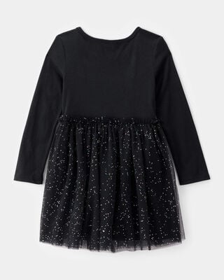 Product image 2 of Toddler Halloween Skeleton Glitter Tulle Dress - Black