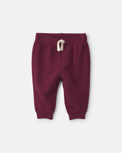 baby boy fleece pants - burgundy