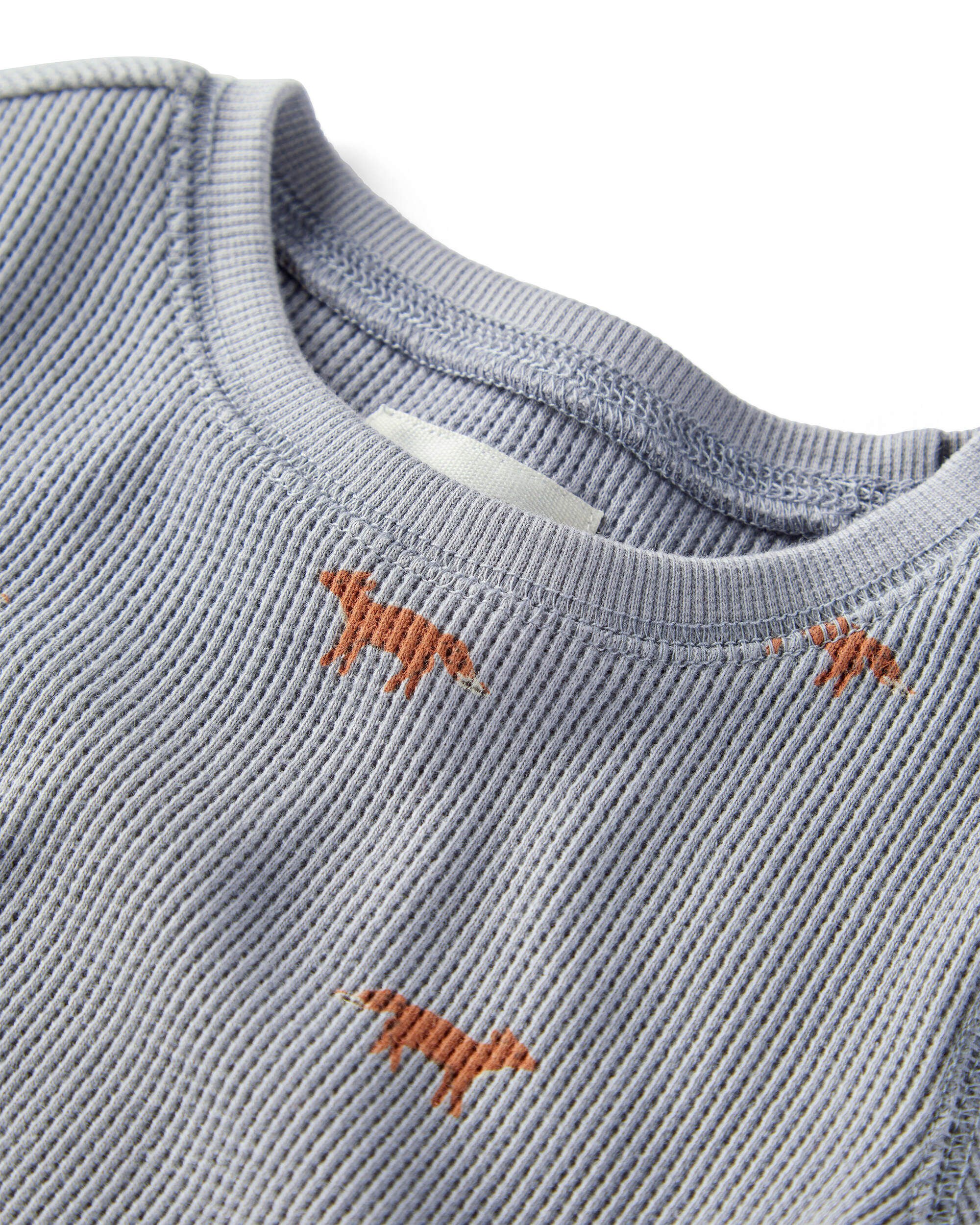 Baby 2-Piece Organic Cotton Waffle Knit Set in Shadow Fox Print