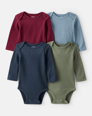 Baby Boy 5-Pack Print Cotton Multipack Bodysuits - Blue/Brown/Green/White