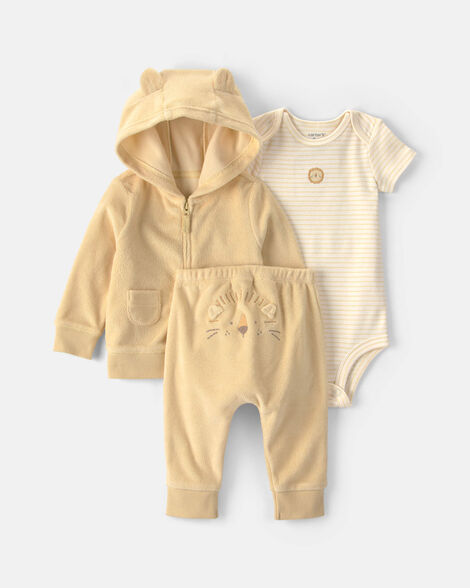 baby 3-piece lion terry layering set - yellow
