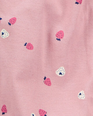 Product image 2 of Baby Strawberry Print Ribbed Short-Sleeve Romper - Pink