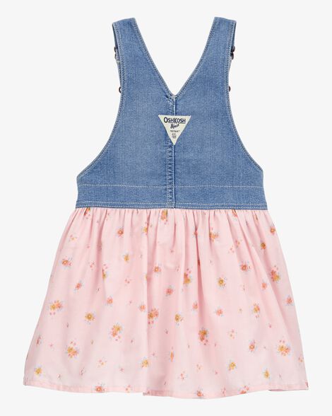  Product image 2 of Baby Floral Stretch Denim Jumper Dress - Pink