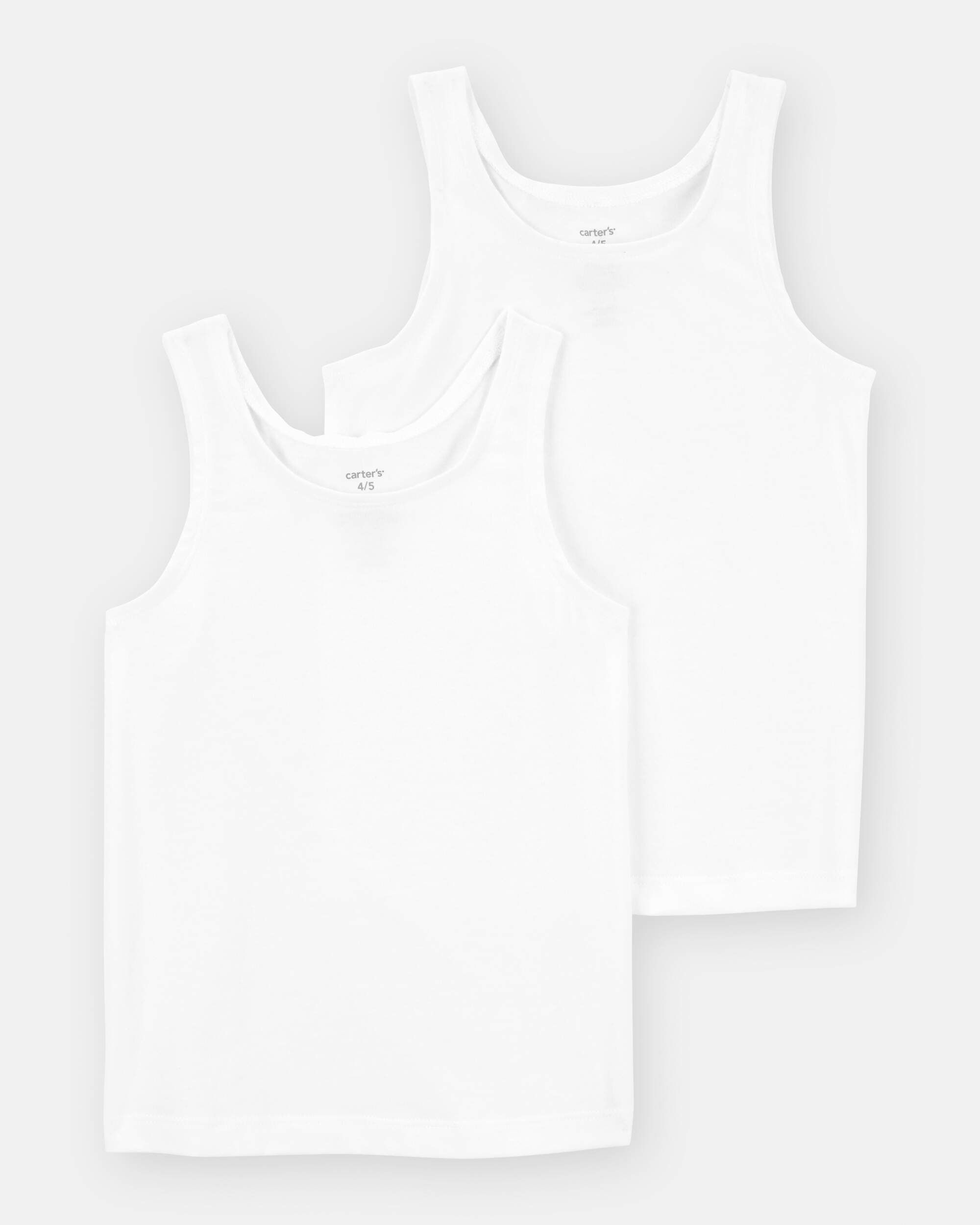 Girls 2-Pack Tank Undershirts - White