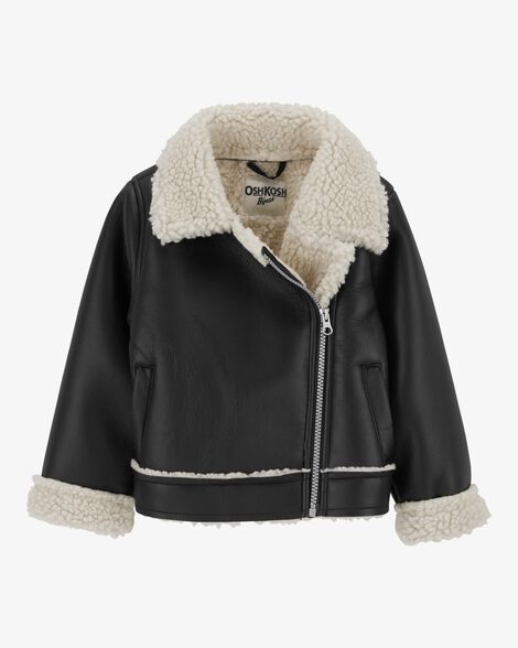  Product image 1 of Toddler Faux Leather and Sherpa Jacket 