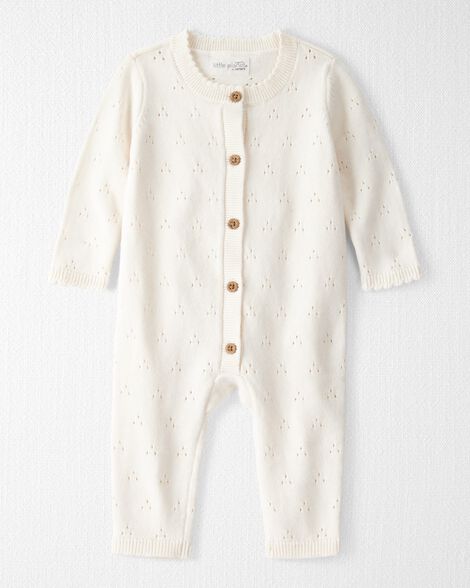 Baby Girl Organic Cotton Sweater Knit Pointelle Jumpsuit