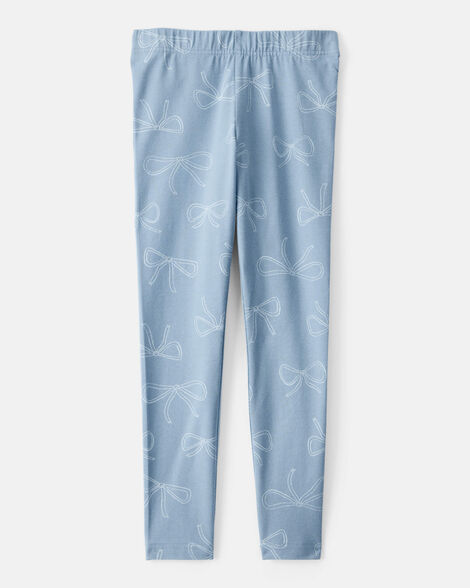 Product image 2 of Girls Cotton Bow Stretch Leggings - Blue