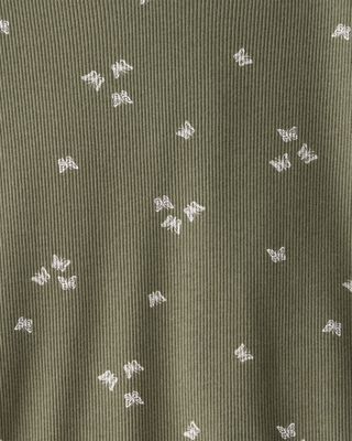 Product image 2 of Kid Butterfly Print Ribbed Short-Sleeve Shirt - Olive