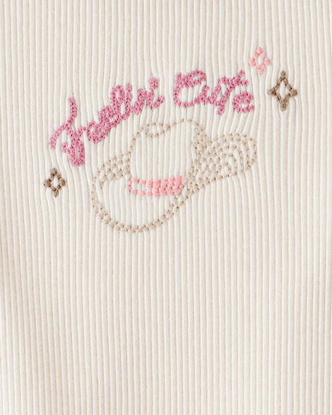 Product image 3 of Baby Girl Cowgirl Hat Cotton Short-Sleeve Top - Ivory