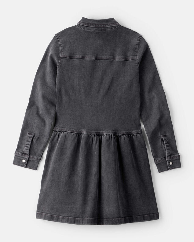 Product image 2 of Girls Denim Long-Sleeve Dress - Black