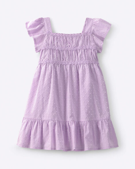 toddler girl tiered ruffle short-sleeve dress - purple