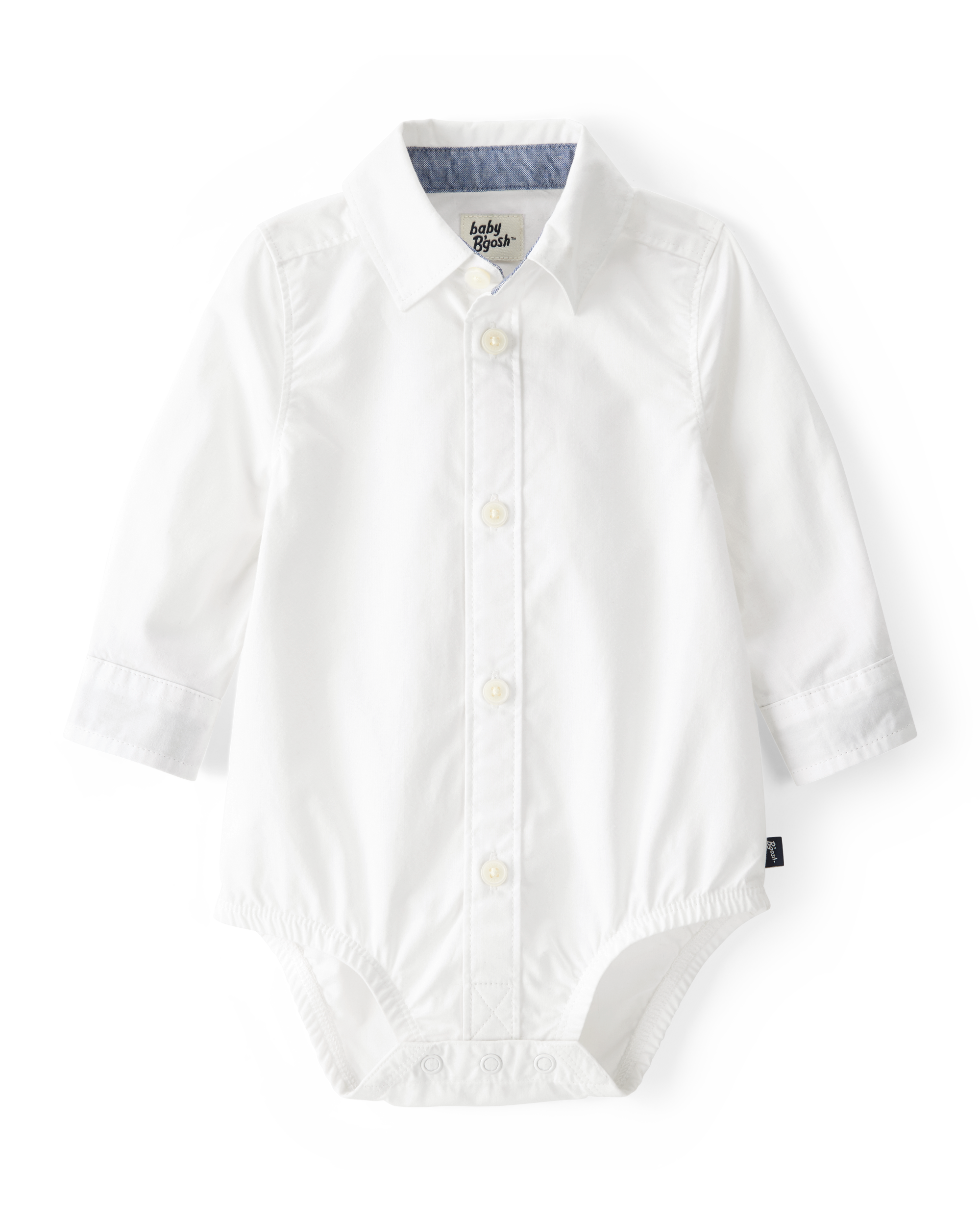 Baby Boy Button-Front Long Sleeve Bodysuit - White