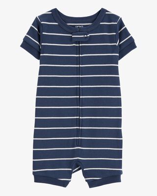 Product image 1 of Toddler Striped Snug Fit Cotton 1-Piece Pajamas - Navy