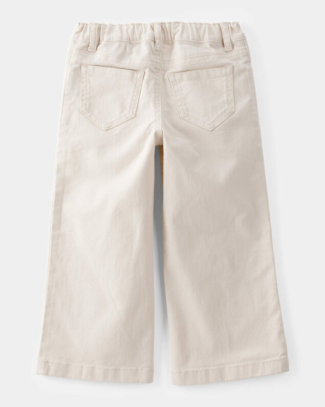 Product image 2 of Toddler Embroidered Stretch Denim Wide Leg Jeans - Cream