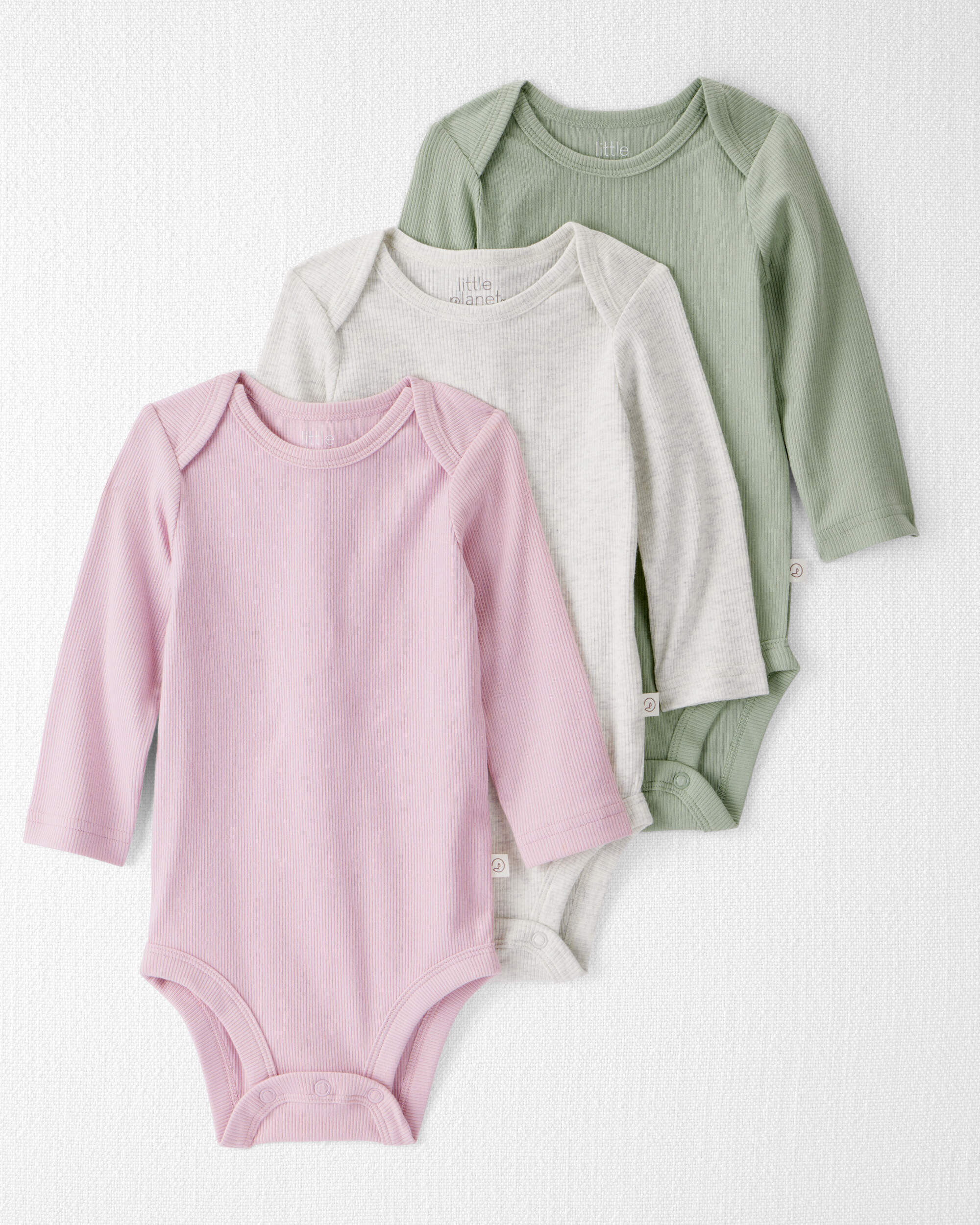 Baby 3-Pack Organic Cotton Rib Bodysuits - Little Planet