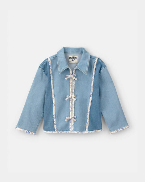Toddler Girl Patchwork Denim Jacket - Light Wash
