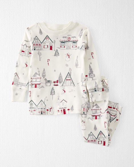 Baby Organic Cotton Pajamas Set in Winter Village Print