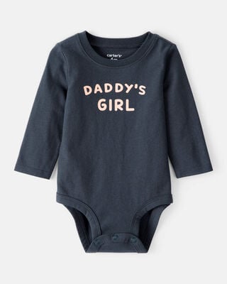 Baby Girl Cotton Long-Sleeve Graphic Bodysuit - Pink