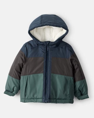 Toddler Boy Hooded Heavyweight Winter Jacket - Grey