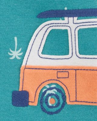 Product image 2 of Toddler Car Palm Tree Snug Fit Cotton Footless 1-Piece Pajamas - Turquoise