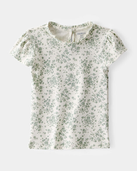 Product image 1 of Toddler Floral Short-Sleeve Fashion Top - Green/White