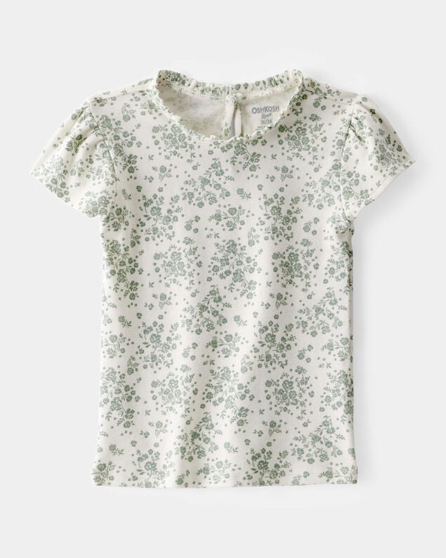 Product image 1 of Toddler Floral Short-Sleeve Fashion Top - Green/White