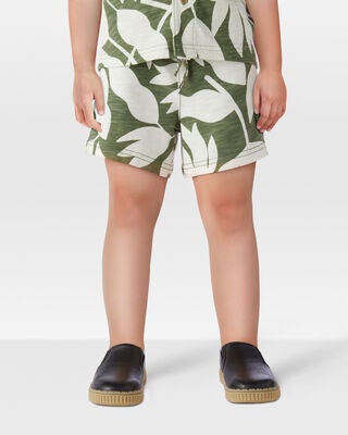 Product image 2 of Toddler Tropical Print Pull-On French Terry Shorts - Green/White