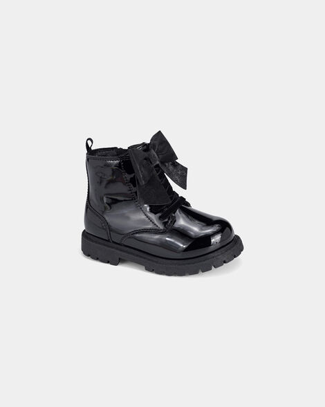 toddler girl bow combat boots - black