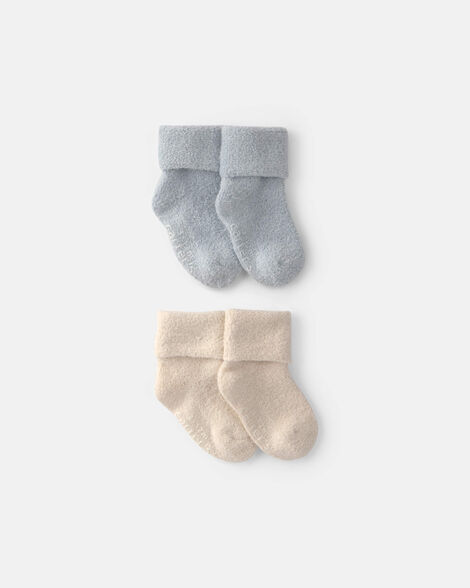 baby 4-pack baby booties - blue/ivory