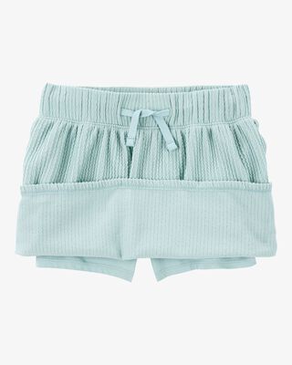 Product image 2 of Kid Ribbed Textured Drawstring Skort -  Green