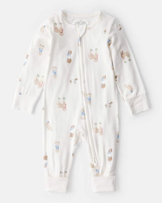 Baby Wreath Print PurelySoft Long-Sleeve Sleep & Play Pajamas - Ivory