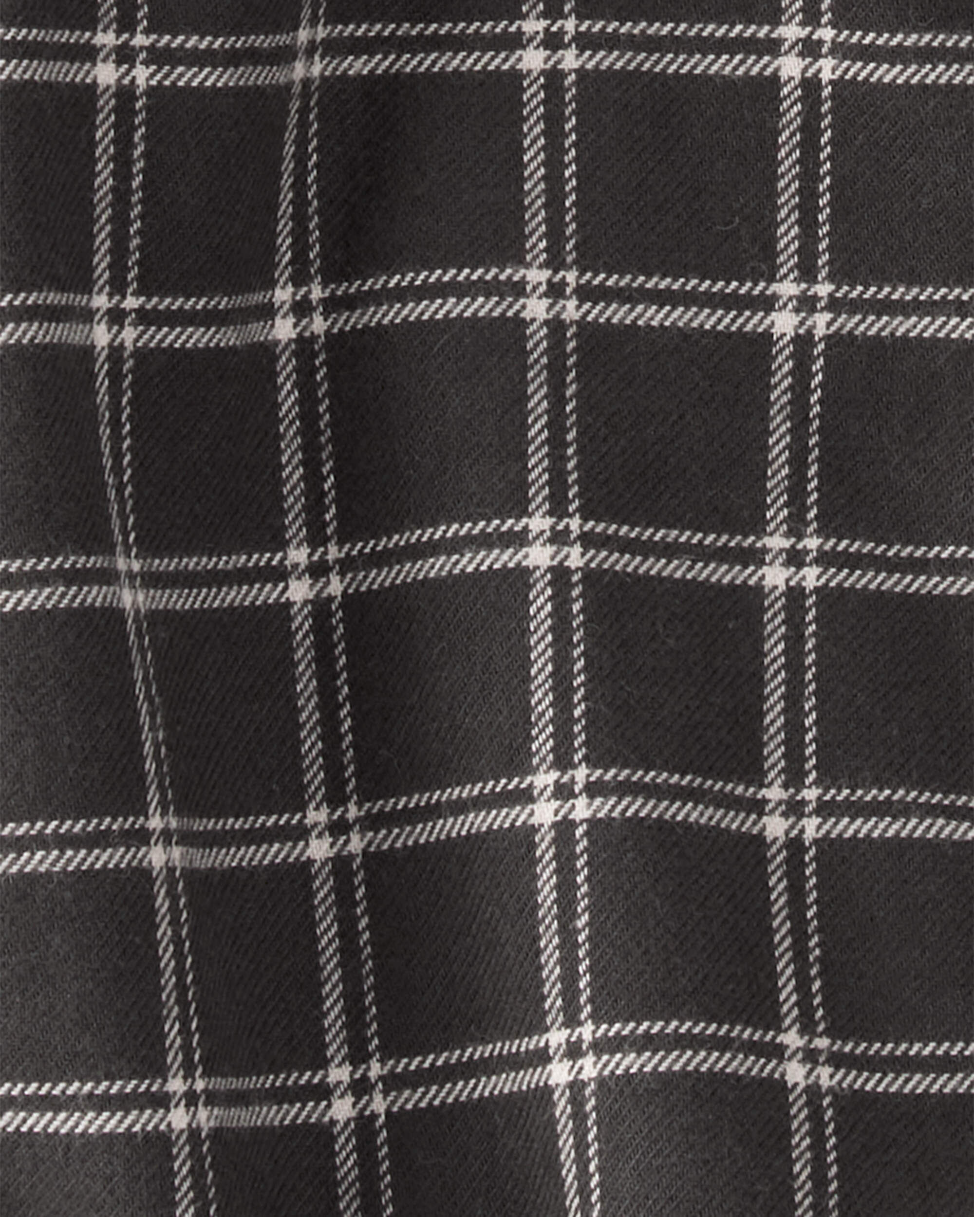Baby Boy Plaid Woven Long-Sleeve Button-Down Bodysuit - Black