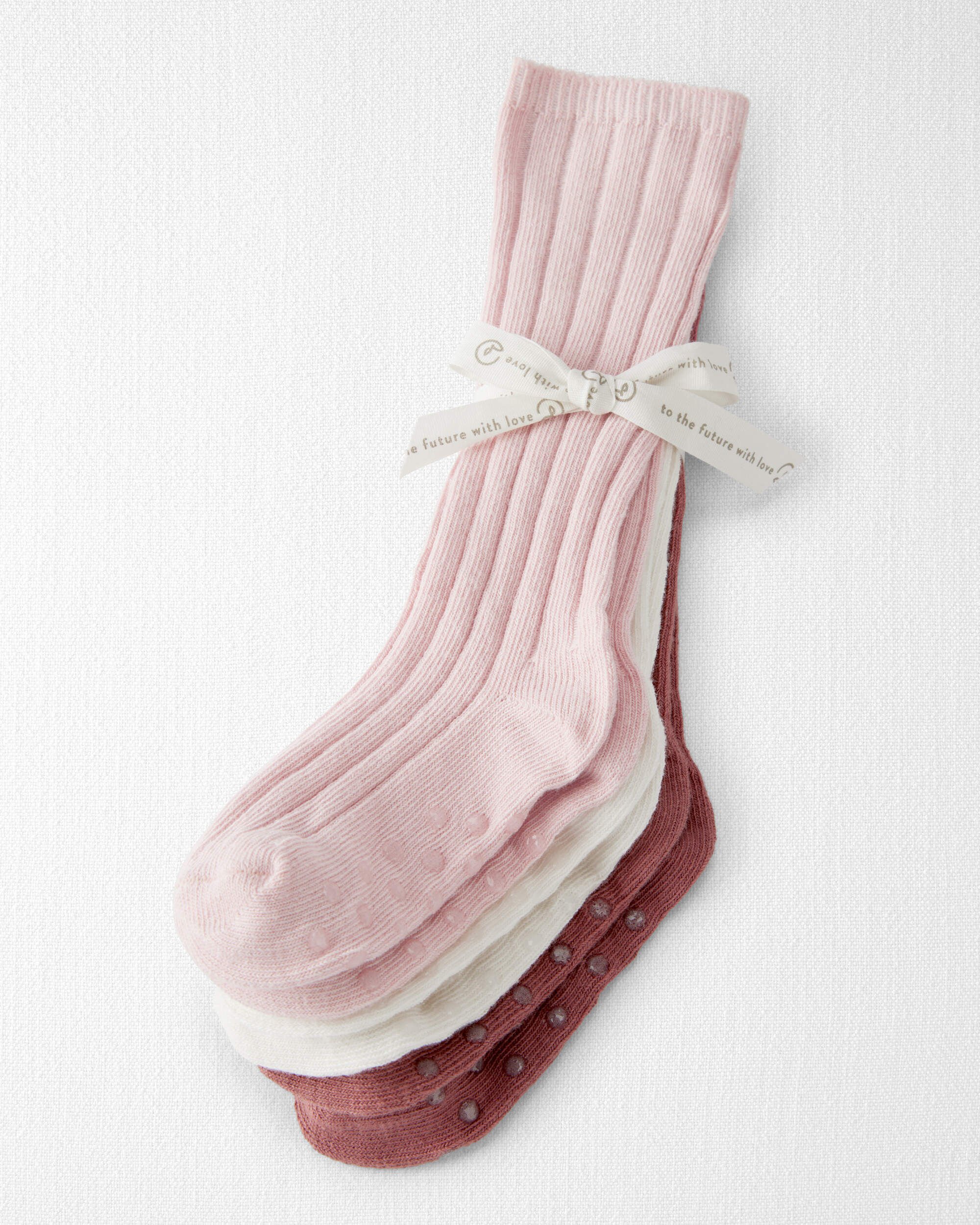 Toddler Girl 3-Pack Knee-High No-Slip Socks Made with Organic Cotton