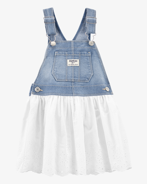 Toddler Girl Denim Eyelet Jumper Dress