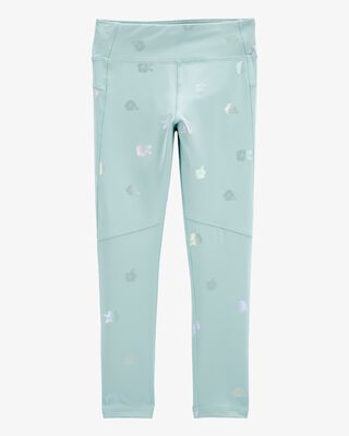 Product image 1 of Kid Printed High-Rise Leggings - Aqua