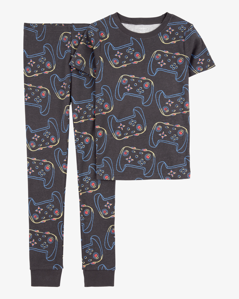 boys 2-piece video game 100% snug fit cotton pajamas - black