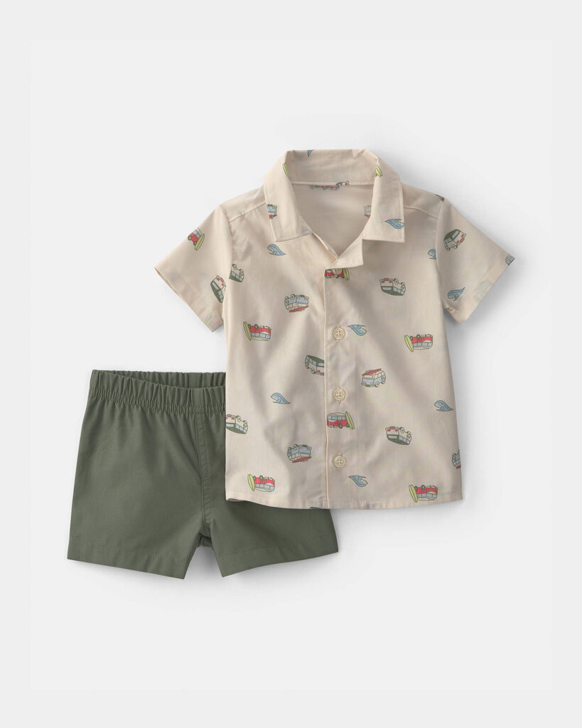 Carter's baby boy 2-piece beachy van top & short set 12M Green