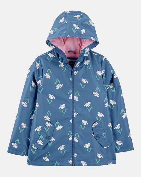 girls color changing rain jacket - navy