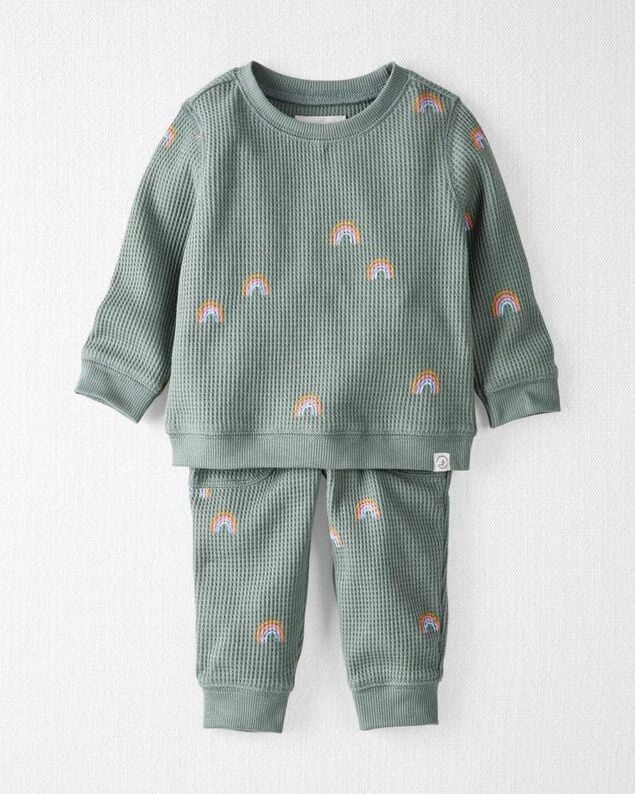 Product image 1 of Baby Organic Cotton Waffle Knit Set in Magical Rainbow Print