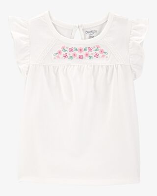 Product image 1 of Baby Flutter-Sleeves Floral Top - White