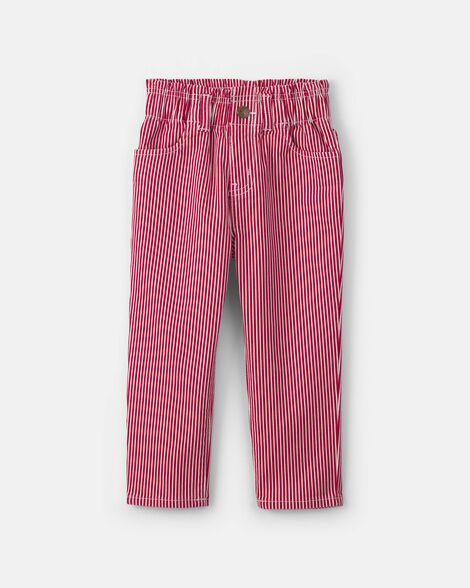Toddler Girl Hickory Stripe Valentine's Day Pull-On Pants - White/Red