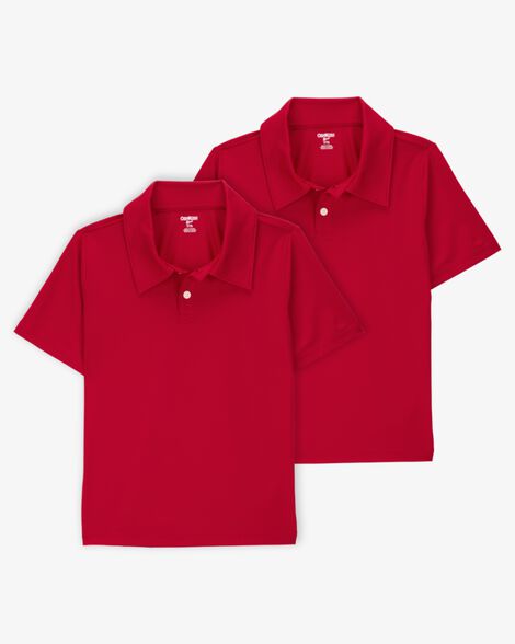  Product image 1 of Kid 2-Pack Active Uniform Polo Shirts in Moisture Wicking BeCool™ Fabric - Red