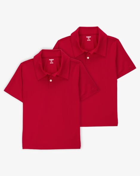 Product image 1 of Kid 2-Pack Active Uniform Polo Shirts in Moisture Wicking BeCool™ Fabric - Red