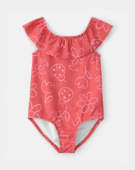toddler girl floral 1-piece swimsuit - red