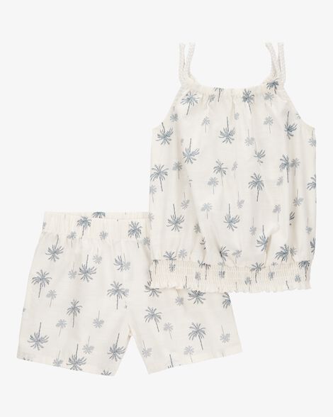  Product image 1 of Kid 2-Piece Palm Tree Floral Short Set - Ivory