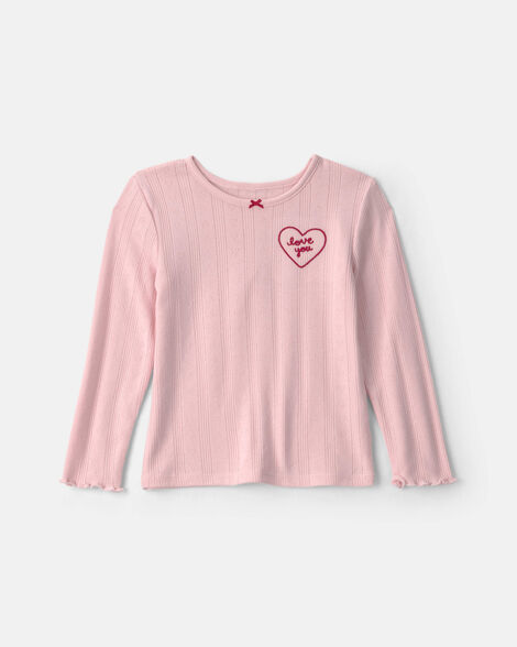 toddler girl 'love you' heart long-sleeve top - pink