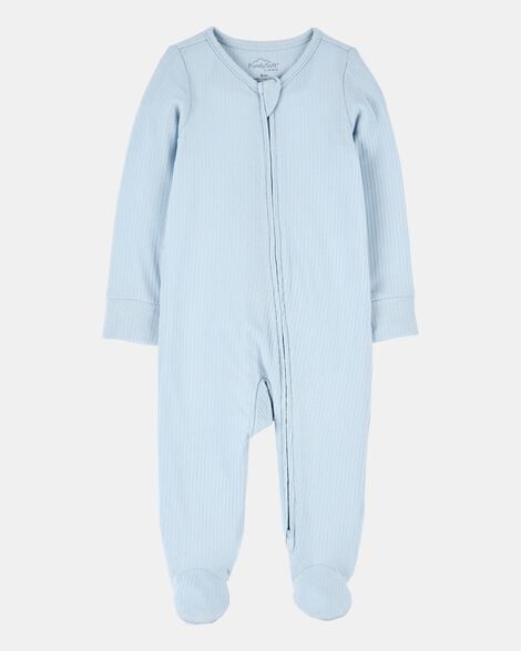 baby boy solid 2-way zip purelysoft sleep & play pajamas - blue