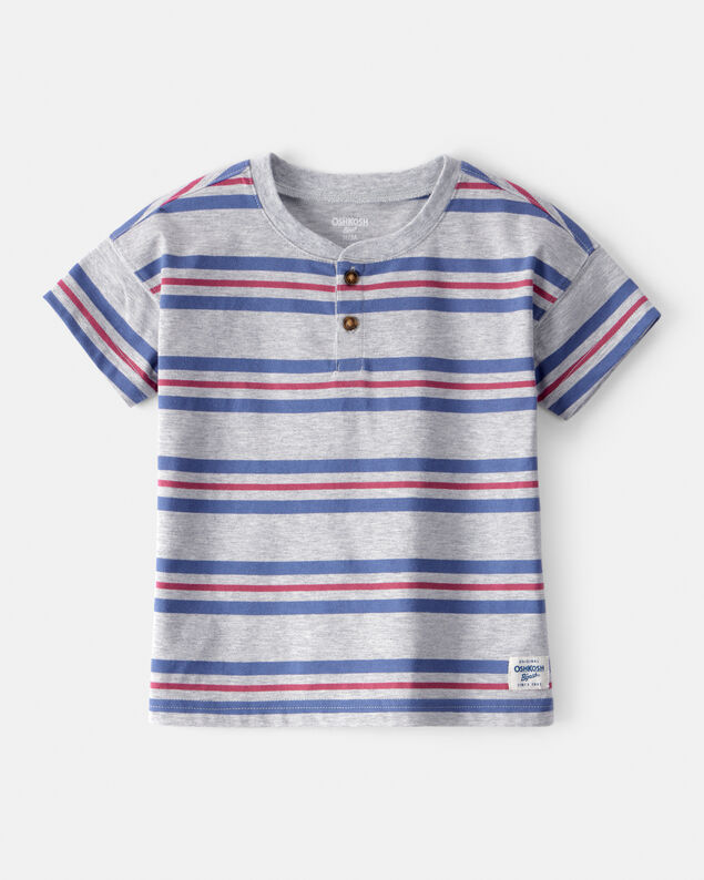Product image 1 of Toddler Boy Striped Short-Sleeve Henley Tee - Grey